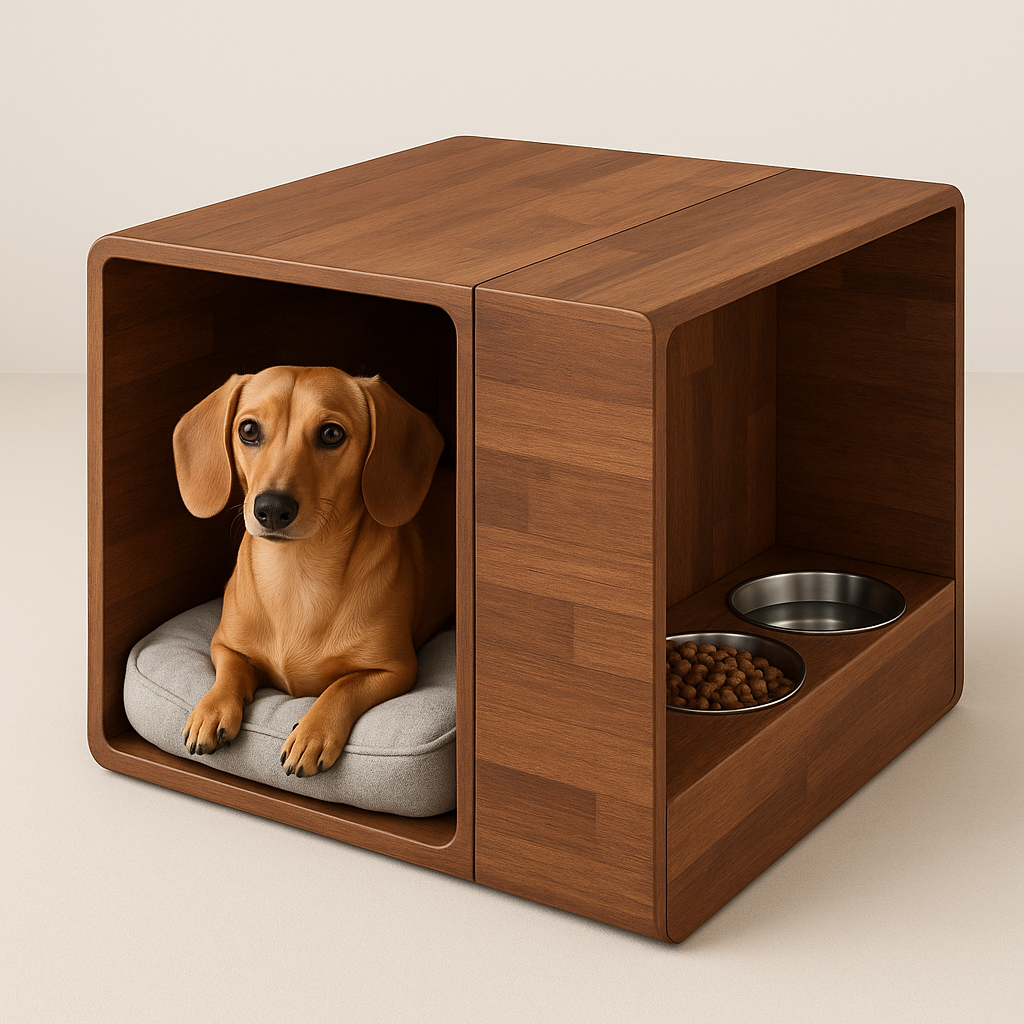 The Hush Haven – 85x90 cm Wooden Pet Side Table