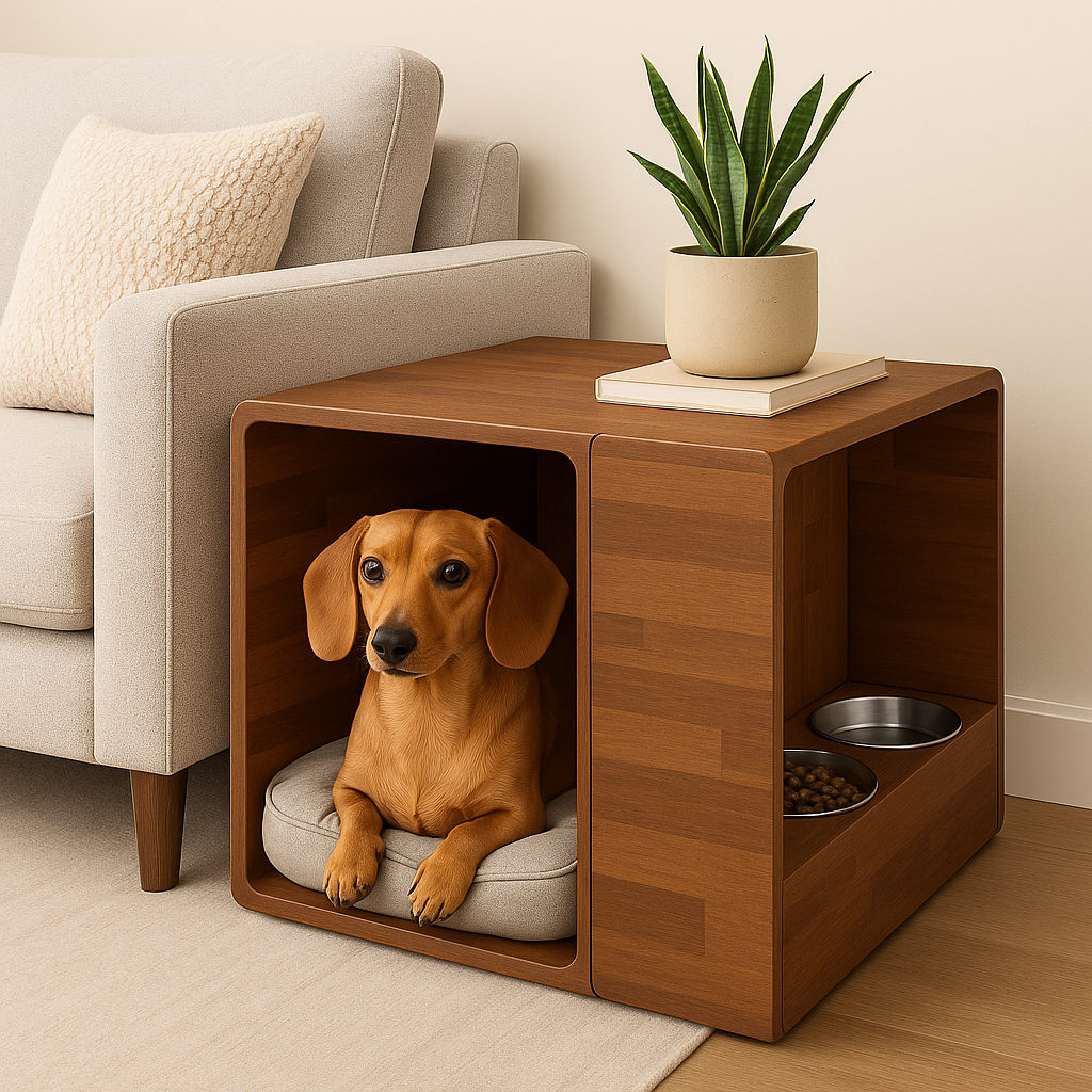 The Hush Haven – 85x90 cm Wooden Pet Side Table