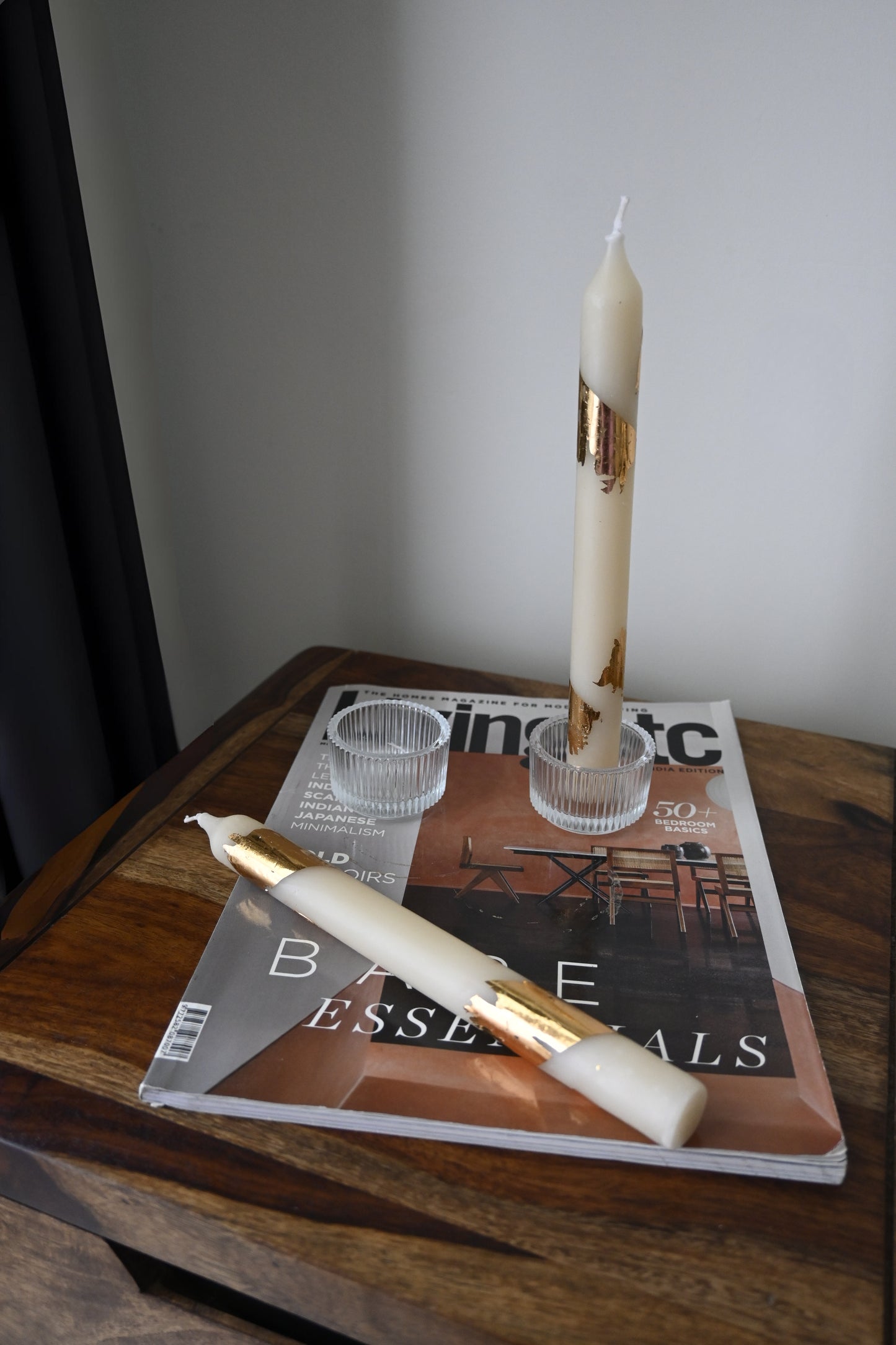 Taper Candle & Mini Glass Holder Combo