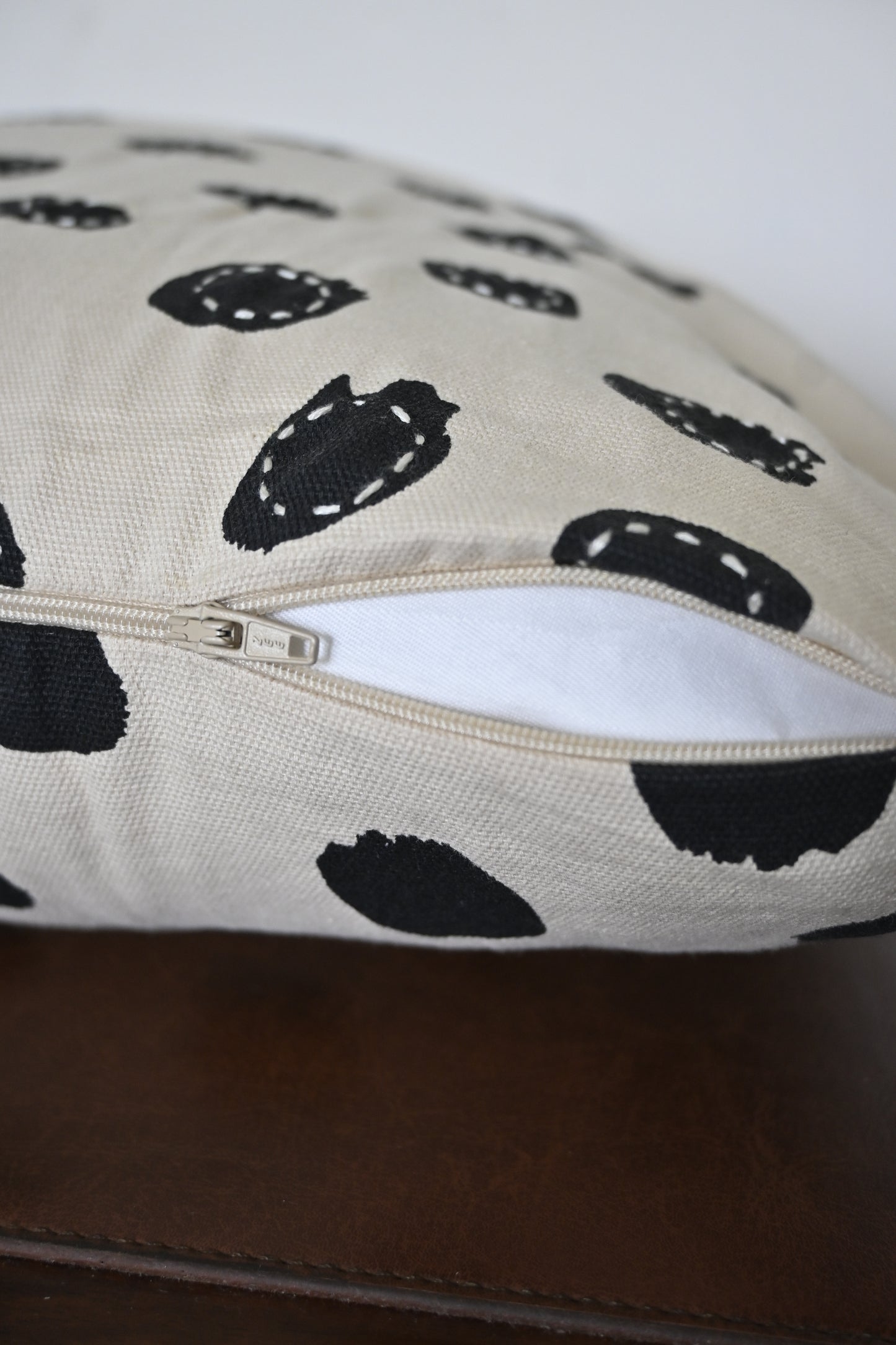 Hand-Stitched Dot Cushion Cover – 20x20 inch | Kantha Embroidery on 100% Cotton