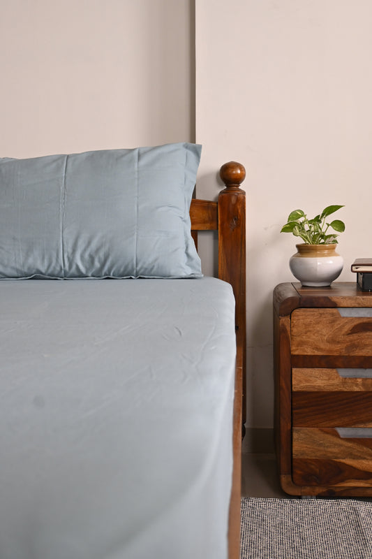 Tourmaline single cotton Fitted Bedsheet Set – Single Size with Pillow Cover – 144 TC