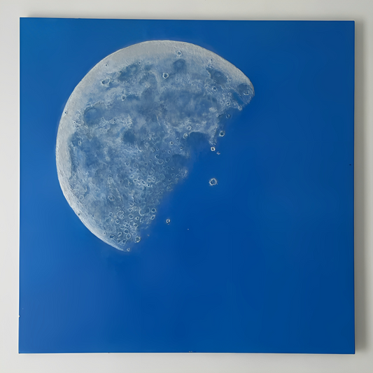 Lunar Calm: Handcrafted Moon Art on 3' x 3' Canvas