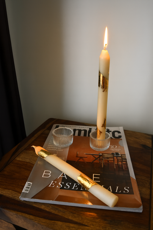 Taper Candle & Mini Glass Holder Combo