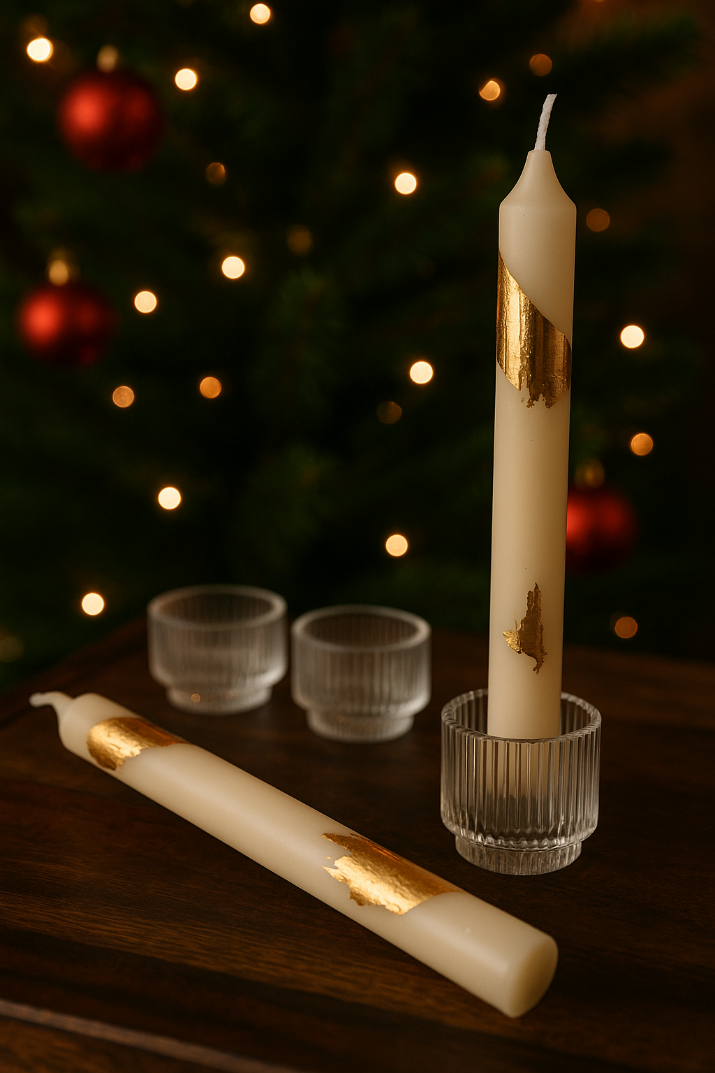 Taper Candle & Mini Glass Holder Combo