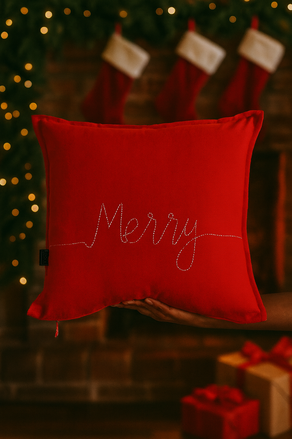 Merry Christmas Cushion – Festive Red Edition