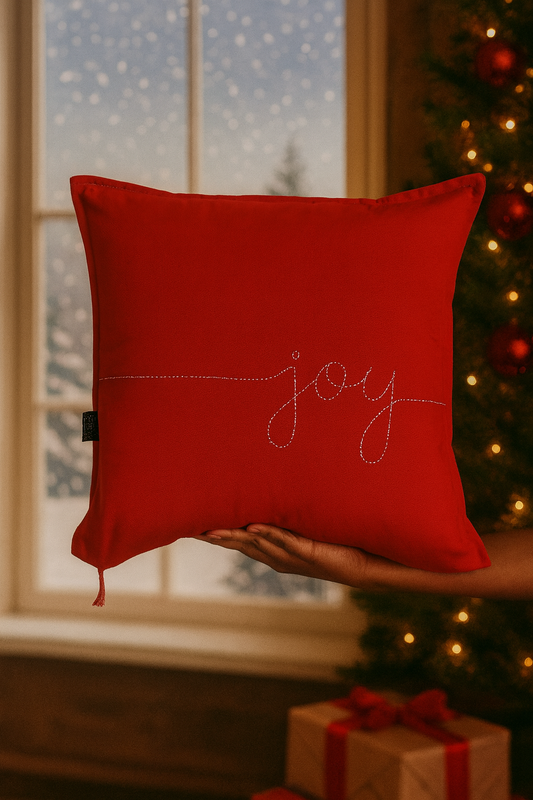 Joy Christmas Cushion – Scarlet Glow Edition