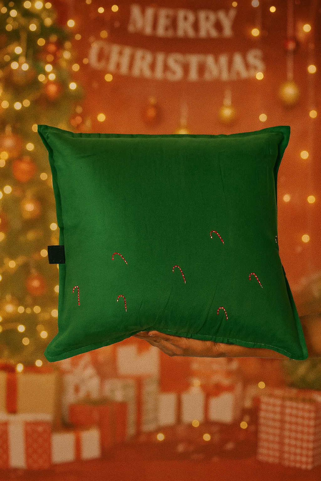 Candy Cane Christmas Cushion – Evergreen Delight