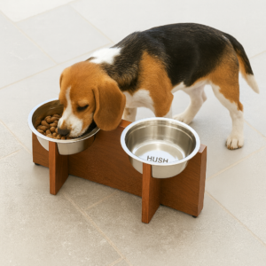 House of Hush Wooden Raised Pet Feeder – Double Bowl