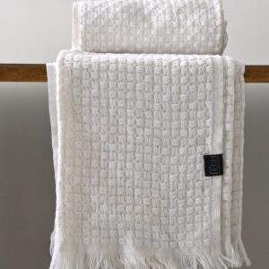 Waffle Textured Sofa Throw – Classic White